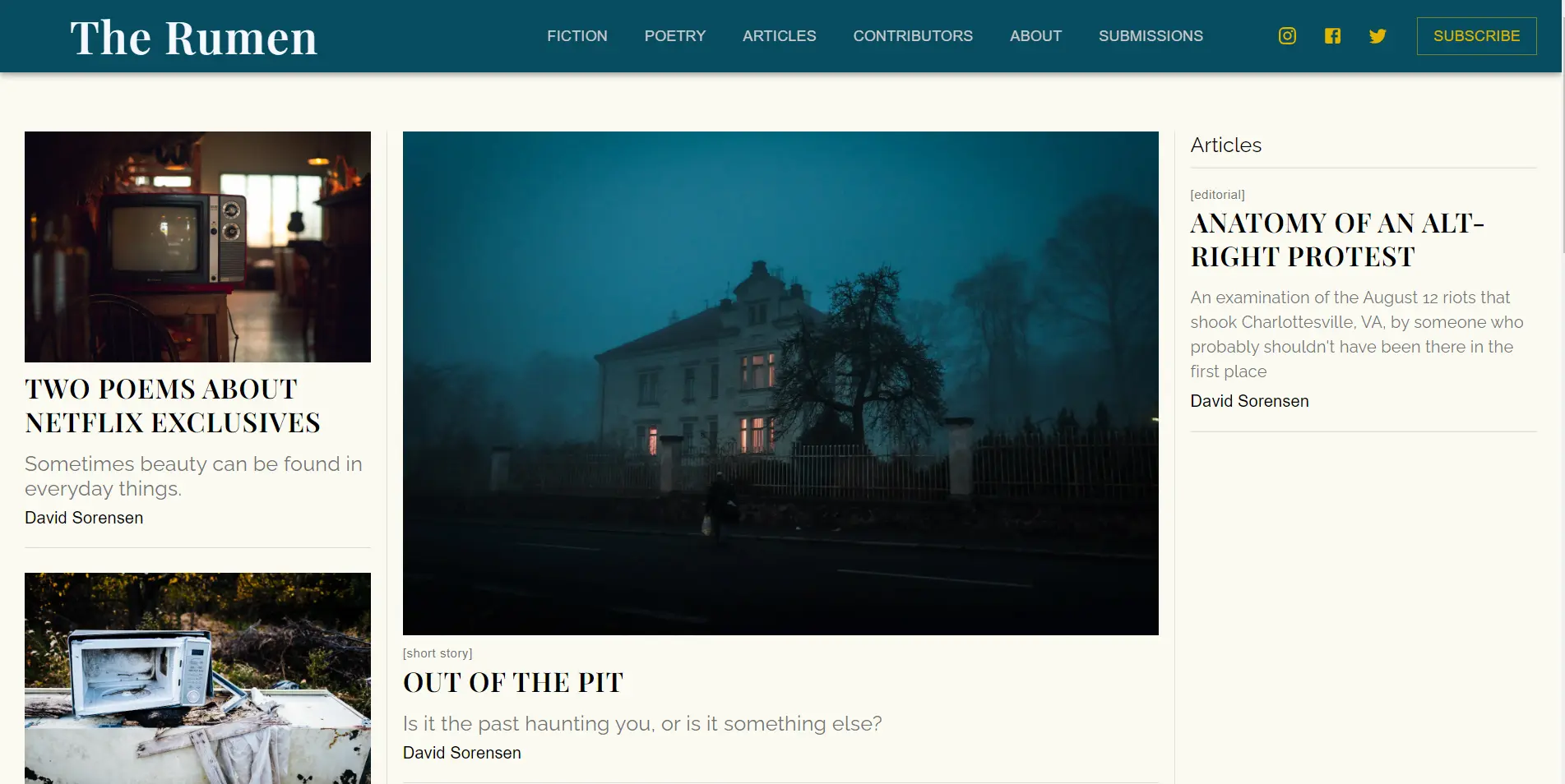 screenshot of the rumen website