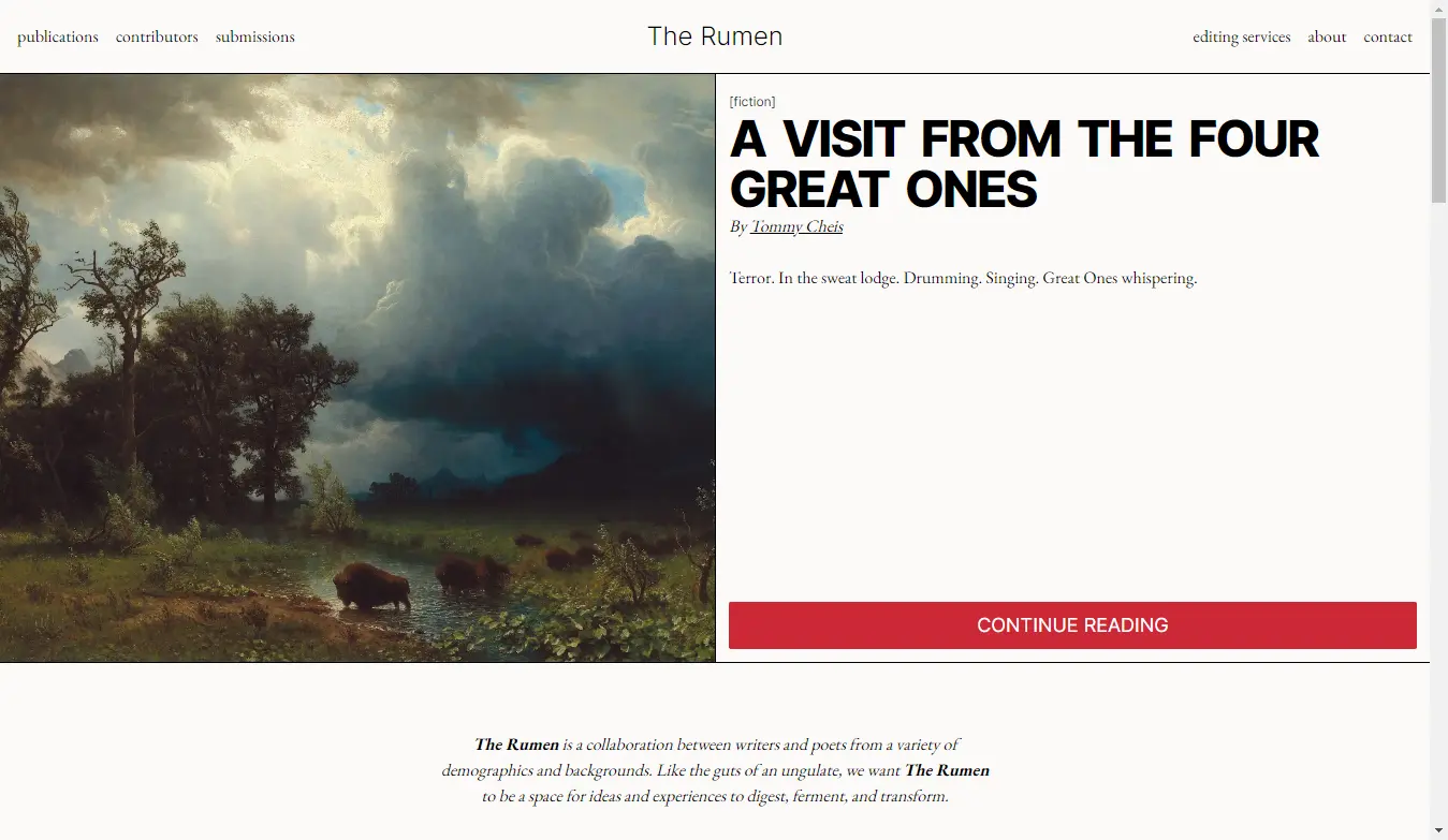 screenshot of the rumen website